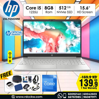 Laptop HP 15S-FQ5020NE | Intel Core i5-1235U Processor | Ram 8GB DDR4 | Storage 512GB NVMe | Integrated Intel Graphics | Display 15.6 inch HD | Color Snow White | 1 Year Warranty