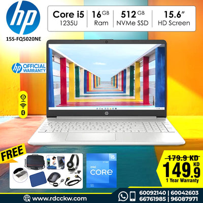 Laptop HP 15S-FQ5020NE, Intel Core i5-1235U Processor | Ram 16GB DDR4 | Storage 512GB NVMe SSD | Display 15.6 inch HD | Color Snow White | 1 Year Warranty