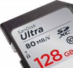 SanDisk Ultra 128GB SDXC UHS-I Memory Card up to 80MB/s (SDSDUNC-128G-GN6IN), Black