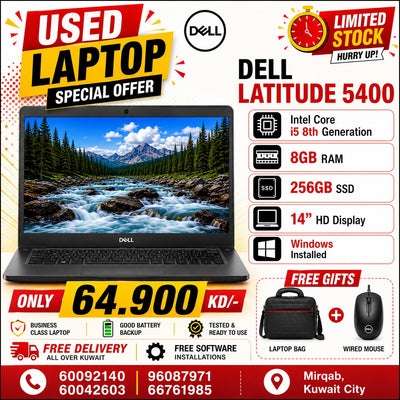 Used Laptop Dell Latitude 5400 – Core i5 8th Gen | 8GB RAM | 256GB SSD | 14" HD