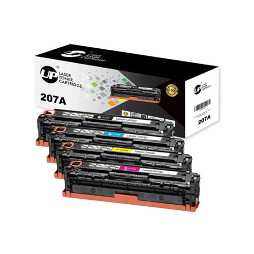 عبوة من 4 خراطيش حبر متوافقة مع طابعات HP W2210A 207A (أسود، سماوي، أصفر، أرجواني)