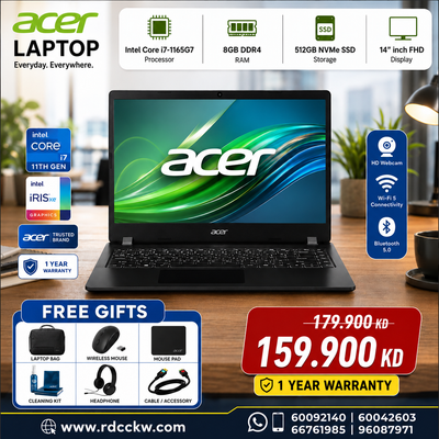 Laptop Acer TravelMate P2 TMP214-53 | Intel Core i7-1165G7 Processor | Ram 8GB DDR4 | Storage 512GB SSD NVMe | Intel Graphics | Display 14" inch FDH | 1 Year warranty