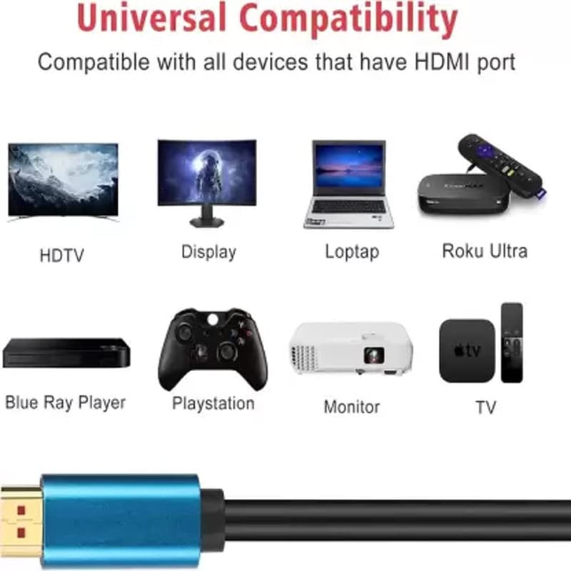 HDMI CABLE HDTV 4K Ultra HD 2.0V 4Kx2K Premium High Speed HDTV Standard Supports 4K 2160p, HDMI Cable Compatible for TV, Laptop, PC, Monitor and Projector 5MTR
