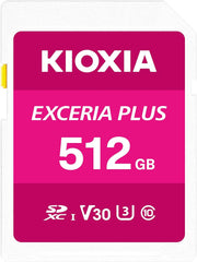 Kioxia LNPL1M512GG4 Exceria Plus SD Card, Class 10, U3 UHS Speed Class, 100MB/s Read Speed, 85MB/s Write Speed, 512GB