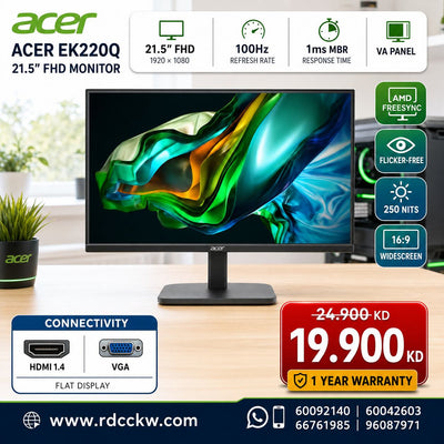 Acer EK0 Series (EK220Q) 21.5" VA Panel FHD 100Hz 1ms AMD FreeSync Acer Vision Care