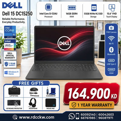 Dell 15 DC15250 - 15.6" FHD Touch | i5-1334U Processor | 16GB GB RAM | Storage 512GB (NVMe M.2 SSD) | Win 11 Home | English Keys | 1YW - Laptop