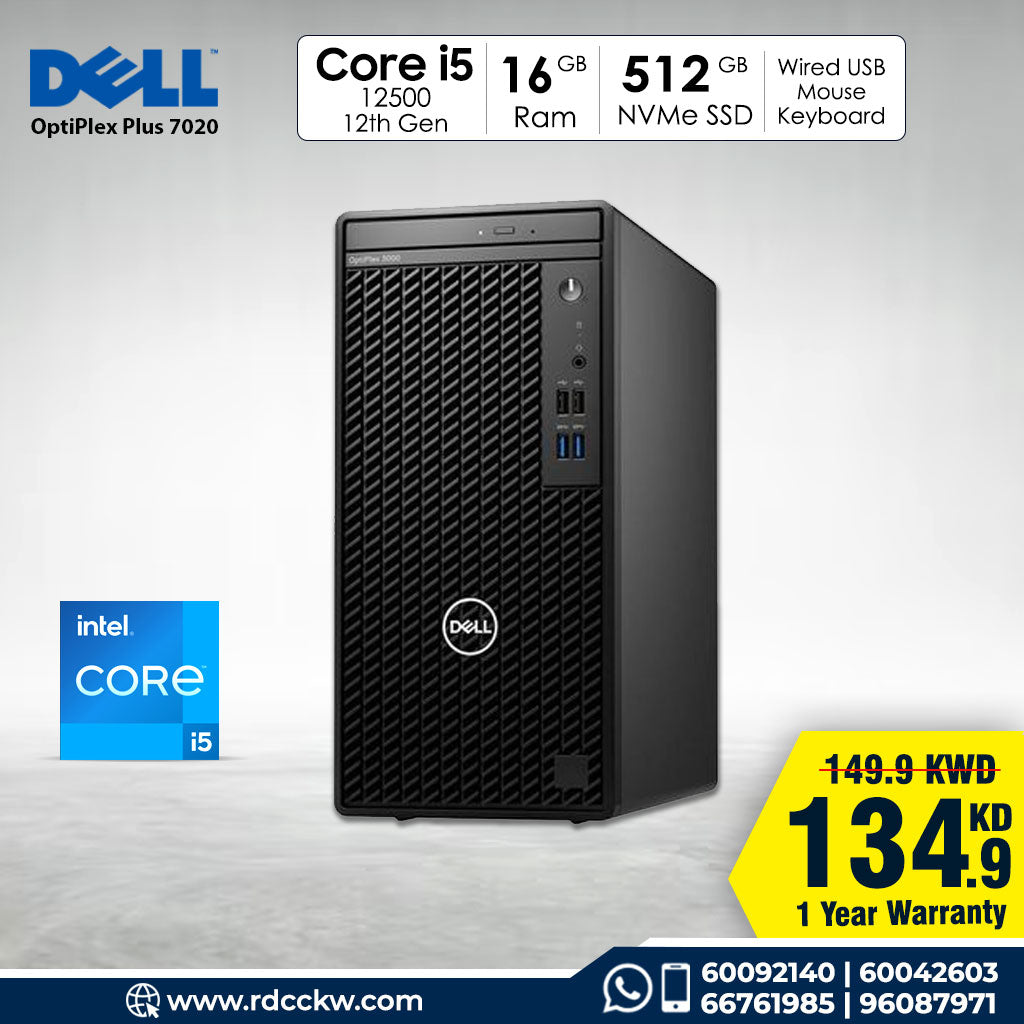 Dell OptiPlex 7020 MT (Core i5-12500, 16GB DDR5 RAM, 512GB NVME SSD, DOS)