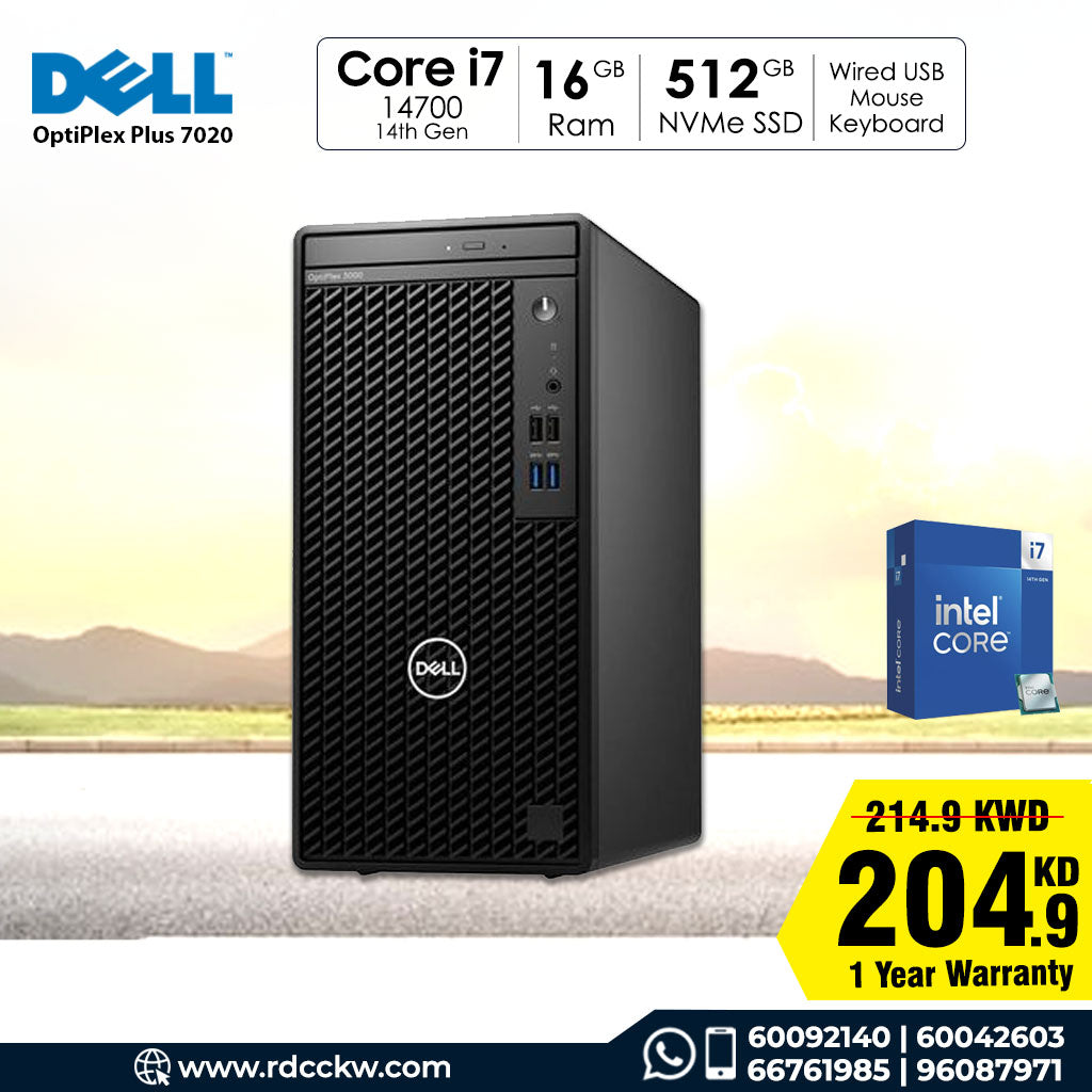 Dell OptiPlex Plus 7020 ( i7-14700 vPro,16GB RAM, 512GB NVMe SSD, DOS)