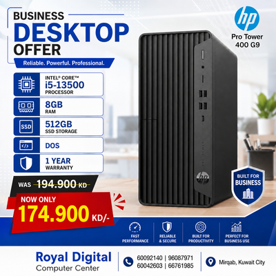 HP Pro Tower 400 G9 - i5-13500 | 8GB | 512GB SSD | DOS |1YW - Desktop