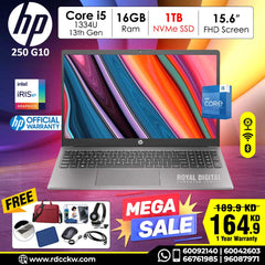 Laptop HP 250-G10 | Intel Core™ i5-1334U | 16GB RAM | 1 TB SSD | 15.6 FHD | 1 Year Warranty