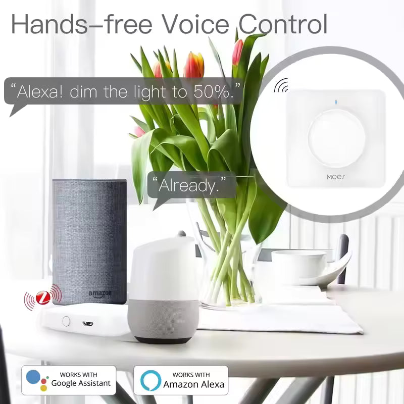 MOES WiFi/Zigby Smart Rotary/Toar Light Pumple Switch Smart Life/TUYA APP Remote Control for Audio Assistants Alexa Google EU