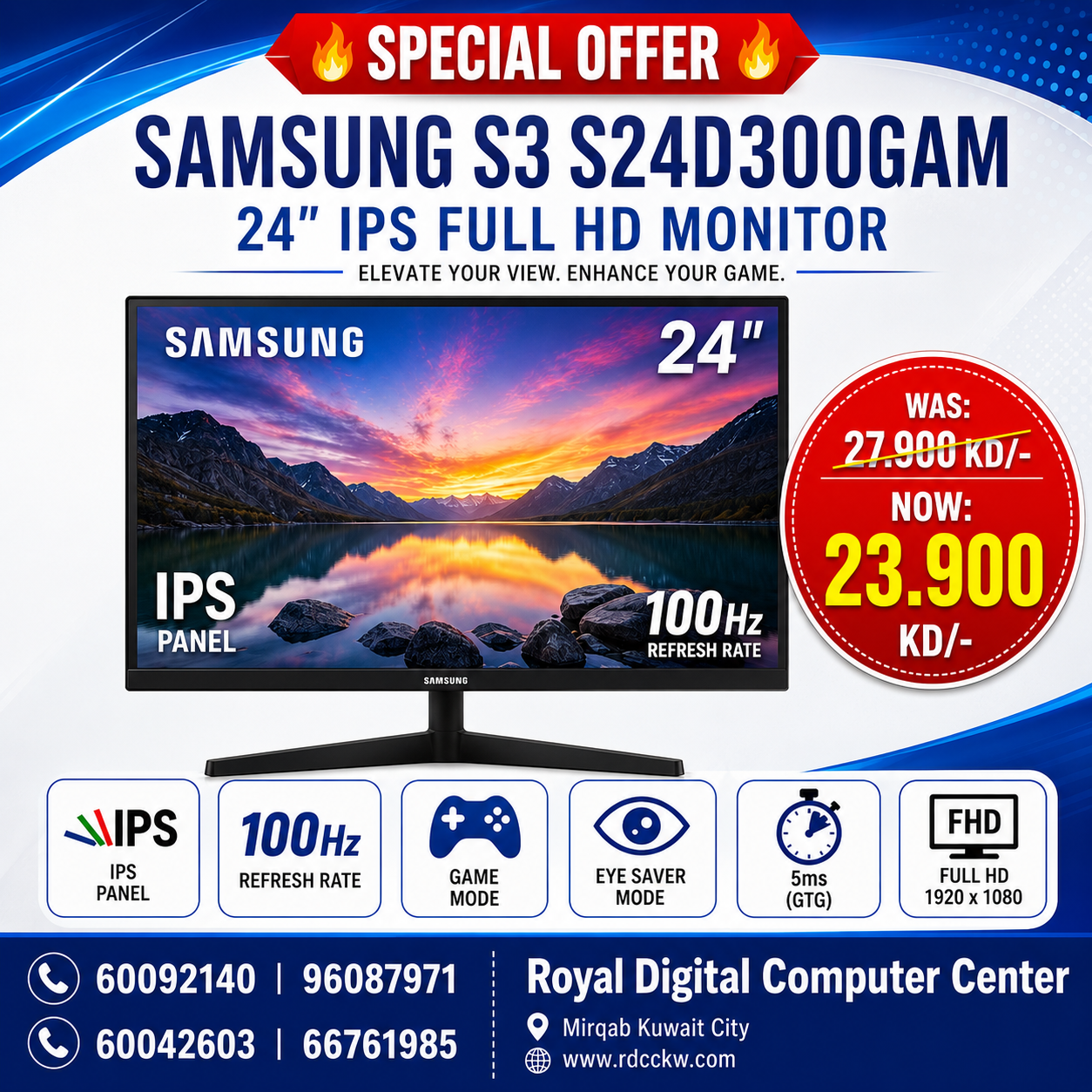 Samsung S3 S24D300GAM 24" INCH 100Hz 5MS