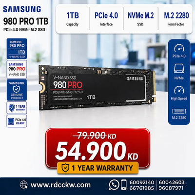 Samsung 980 PRO 1TB PCIe 4.0 NVMe™ M.2 2280 SSD – 7000MB/s Read 5100MB/s Write