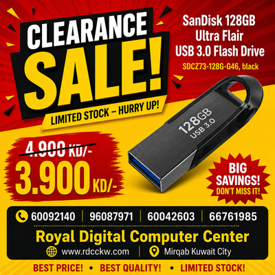 محرك أقراص فلاش SanDisk Ultra Flair USB 3.0 سعة 128 جيجابايت - SDCZ73-128G-G46، أسود