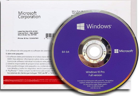 Microsoft Windows 10 Professional - 1 User License | 64-Bit | DVD
