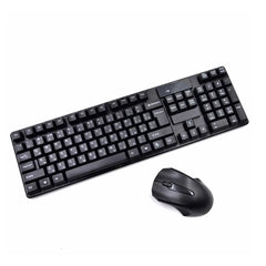 TJ-808 2.4G Keyboard and Mouse Suit Wireless Keyboard and Mouse - Black Arabic