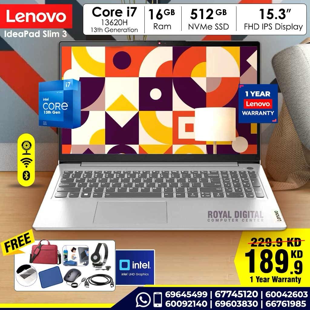 لينوفو ايديا باد i7 الجيل الثالث، 16 جيجابايت رام، 512 جيجابايت NVMe SSD، 15.6 بوصة FHD، Intel Graphics
