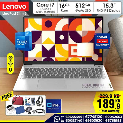 لينوفو ايديا باد i7 الجيل الثالث، 16 جيجابايت رام، 512 جيجابايت NVMe SSD، 15.6 بوصة FHD، Intel Graphics
