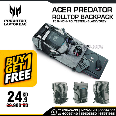 Acer Predator Rolltop Backpack - 15.6-inch / Polyester / Black/Grey - Laptop Bag