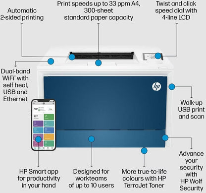 HP Color LaserJet Pro 4203dw | 33ppm | 600dpi | A4 | USB | LAN | Wi-Fi | Bluetooth | Color Laser - Printer