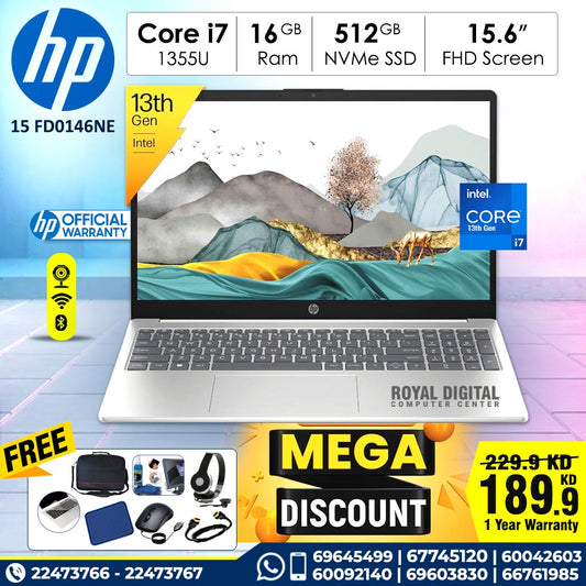 HP 15 FD0146NE 13th Generation Core i7 16GB Ram 512GB NVMe SSD 2GB VGA 15.6 inch Full HD
