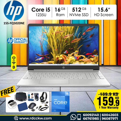 Laptop HP 15S-FQ5020NE | Intel Core i5-1235U Processor 12th Generation | 16GB Ram DDR4 | Storage 512GB NVMe SSD | Intel Integrated VGA | Display 15.6 High Definition | Snow White | Dos - No Windows | 1 Year warranty