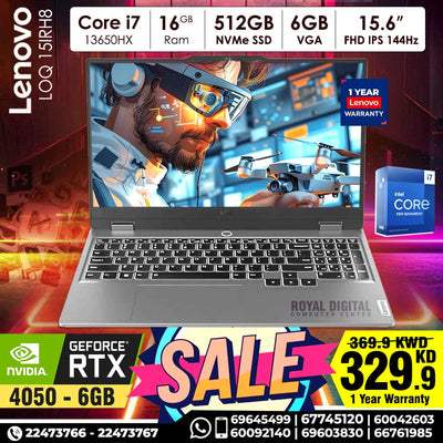 لينوفو LOQ Core i7 الجيل الثالث RTX4050 6GB VGA 15.6 بوصة FHD 144Hz