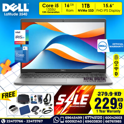 ديل لاتيتيود 3540 الجيل الثالث عشر كور i5 - 1335U 16 جيجابايت رام 1 تيرابايت NVMe SSD 15.6