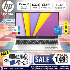HP 250 G10 13th Generation Core i5 16GB Ram 512GB NVMe SSD 15.6 inch Full HD