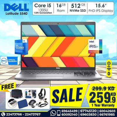 ديل لاتيتيود 5540 الجيل الثالث عشر كور i5 16 جيجابايت رام 512 جيجابايت NVMe SSD 15.6 بوصة FHD