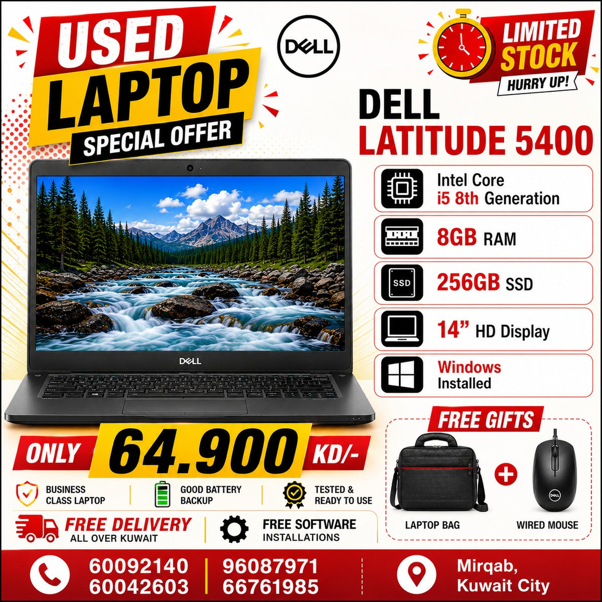 Used Laptop Dell Latitude 5400 – Core i5 8th Gen | 8GB RAM | 256GB SSD | 14" HD