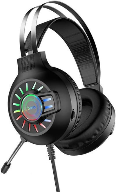 HOCO ESD04 Hi-Res Gaming Audio Stereo Surround Sound Headset with with Breathing RGB Light & Adjustable Microphone for PS4,PS5,PCs, Xbox One and Laptops