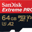SanDisk 64GB Extreme PRO microSDXC Card + SD Adapter + RescuePro Deluxe, up to 200 MB/s, with A2 App Performance, for Smartphones, Action Cameras or Drones UHS-I Class 10 U3 V30