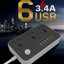 Power Socket LDNIO SC3604 | Smart 6 Usb Charging Ports 3.4A | 3 Universal International Socket |  2 Metre Cord Length || 2500W 10A Rated Power