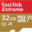 SanDisk 32GB Extreme microSDHC UHS-I Memory Card with Adapter - Up to 100MB/s, C10, U3, V30, 4K, A1, Micro SD - SDSQXAF-032G-GN6MA