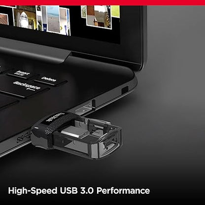 SanDisk 64GB Ultra Dual Drive m3.0 for Android Devices and Computers - microUSB, USB 3.0 - SDDD3-064G-G46 , Black
