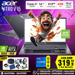 Acer Nitro V 15 Core i7 -13620 H Nvidia RTX3050 6GB VGA 15.6inch FHD 144Hz