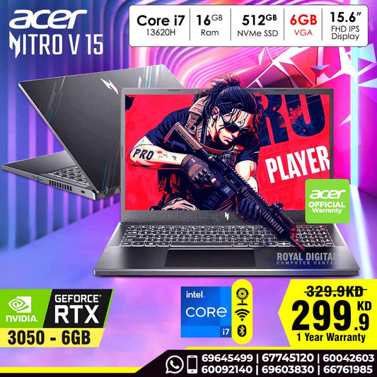 ايسر نيترو في 15 كور اي 7 - 13620 اتش، انفيديا RTX3050 6 جيجا، فيجا، 15.6 بوصة، FHD، 144 هرتز