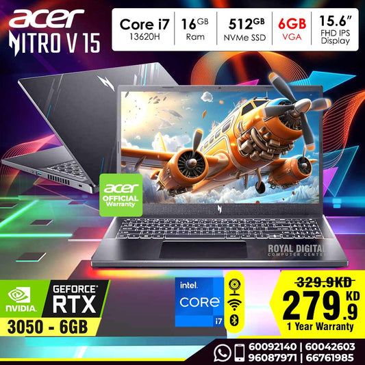 ايسر نيترو في 15 كور اي 7 - 13620 اتش، انفيديا RTX3050 6 جيجا، فيجا، 15.6 بوصة، FHD، 144 هرتز