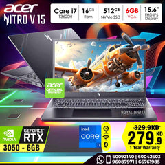 ايسر نيترو في 15 كور اي 7 - 13620 اتش، انفيديا RTX3050 6 جيجا، فيجا، 15.6 بوصة، FHD، 144 هرتز