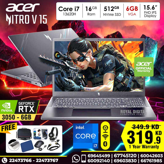 Acer Nitro V 15 Core i7 -13620 H Nvidia RTX3050 6GB VGA 15.6inch FHD 144Hz