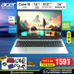 Laptop Acer Aspire Lite | Intel Core i5-1334U Processor | Ram 16GB DDR5 | Storage 512GB NVMe SSD | Display 16
