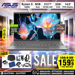 Asus ZenBook Ryzen 5 8GB RAM 512GBSSD Nvidia 2GB VGA 14inch FHD