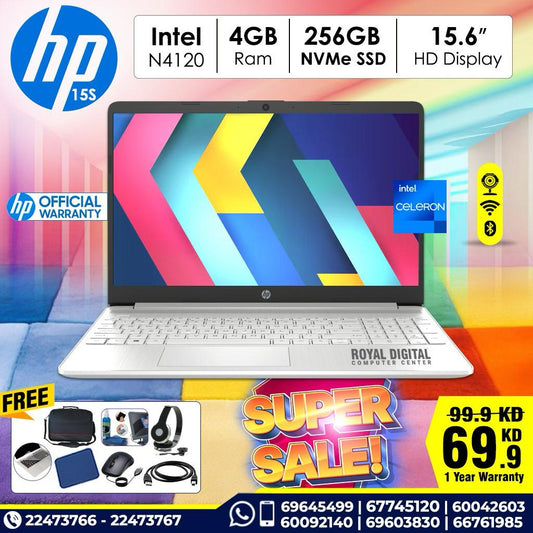 HP 15S-FQ0008NIA Intel N4120 15.6 inch screen