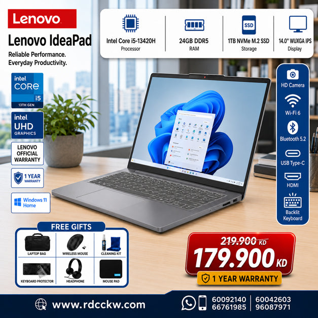 Laptop Lenovo IdeaPad Slim 3 | Intel Core i5-13420H Processor | Ram 24GB DDR5 | Storage 1TB SSD NVMe | Display 14