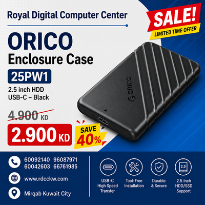 أوريكو | حافظة | 25PW1 | قرص صلب ٢.٥ ​​بوصة | منفذ USB-C - أسود 