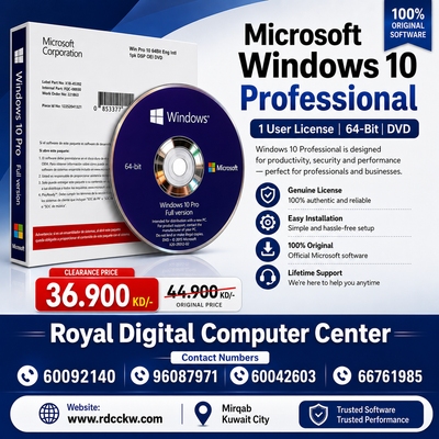 Microsoft Windows 10 Professional - 1 User License |  64-Bit | DVD