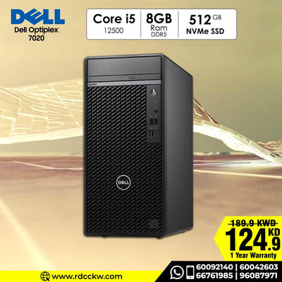 Desk Top PC Dell Optiplex 7020, Intel® Core™ i5-12500, 8GB, 512GB, DVD RW, Black, Dos, 1 year