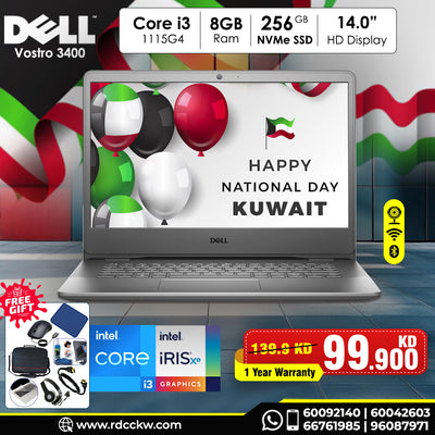 Laptop Dell Vostro 3400 | Intel Core i3-1115G4 Processor | 8GB DDR4 | 256GB SSD | Intel UHD Graphics | 14.0 inch HD Display | DOS |  1 Year Warranty