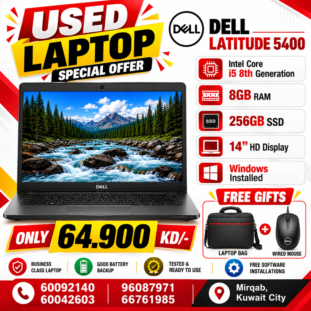 Used Dell Latitude 5400 | Core i5-8th Generation | 8GB Ram | Storage 256GB SSD/ | Display 14-inch | 1 Month Warranty